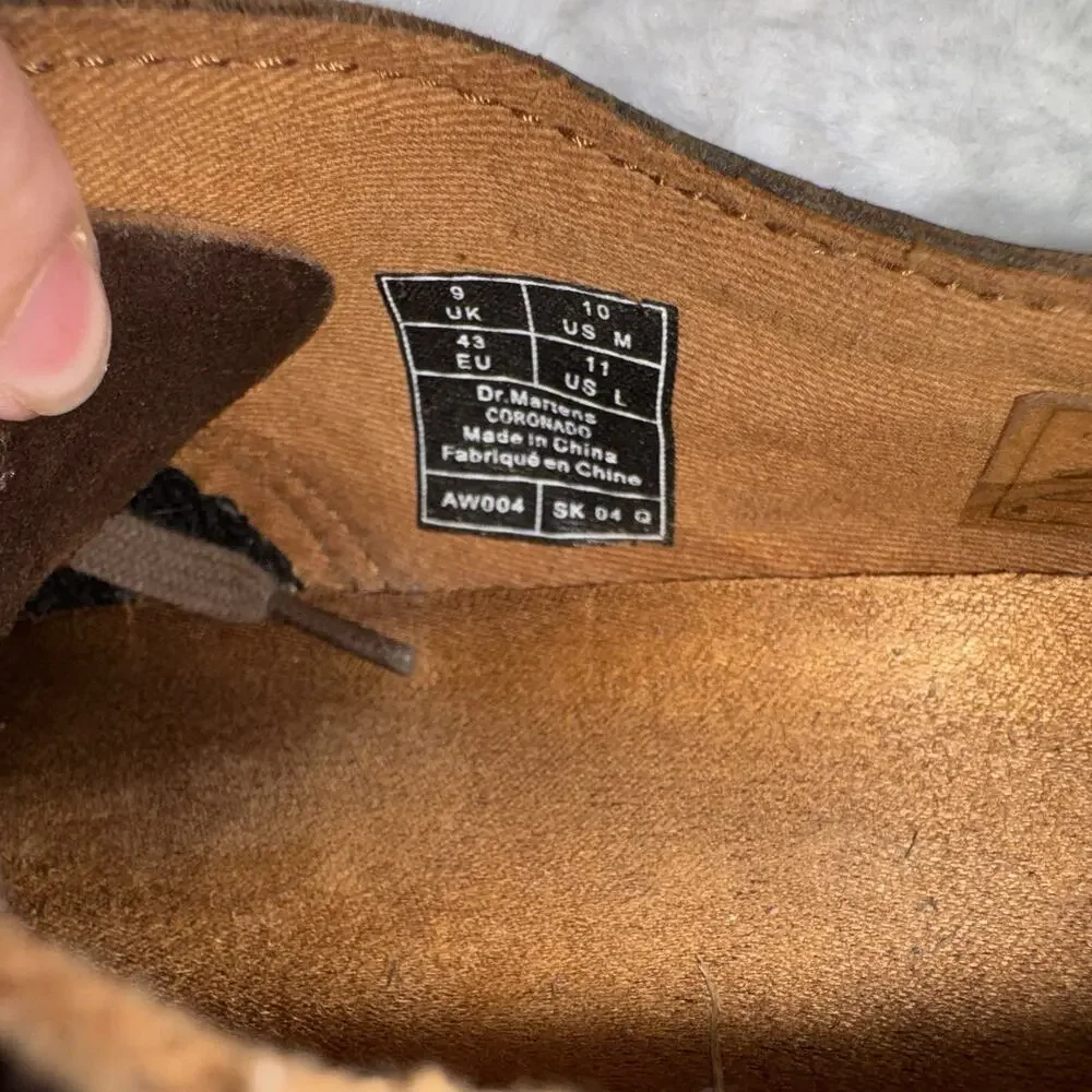 Dr Martens Men's 10 M US Coronado Brown Leather Shoes Oxford 3 Eyelet Lace Up